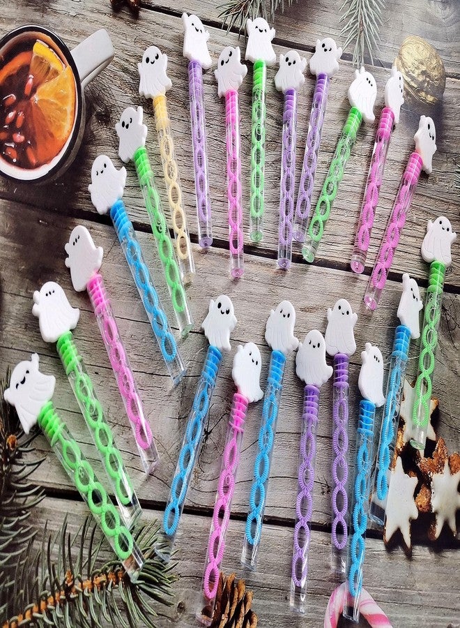 PSDFH 24 Packs Mini Bulk Halloween Ghost Theme Toys Bubble Wands for School Kids Autumn Party Favors - Image 3
